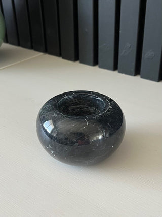 Black stone round candle holder RSV