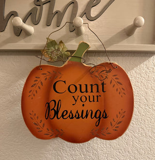 Count Your Blessings Pumpkin Sign RSV|127375