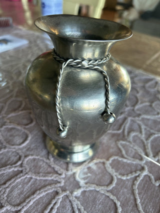 vintage or antique pewter vase, possibly of Swedish origin.