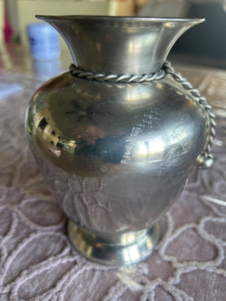 vintage or antique pewter vase, possibly of Swedish origin.