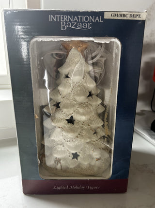 "JCPENNEY HOME COLLECTION PORCELAIN CHRISTMAS TREE NIGHT LIGHT" Gold Beautiful-RSV|122244