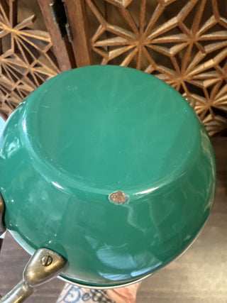VTG Brass Green Enamel Pot|91197