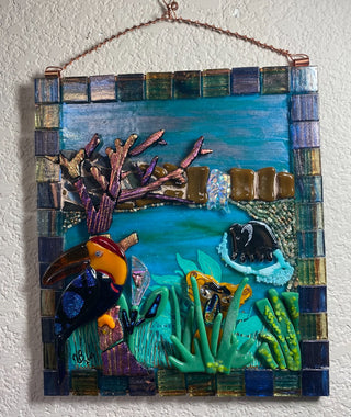 Toucan in the Jungle Glass Mosaic - Original Art by Vanessa Bondon|52776