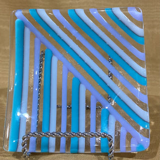 Art Glass Lavender/Aqua Plate 5x5  RSV