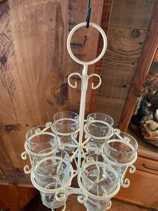 White Metal Hanger w/ Six Vases ~MTS|111330