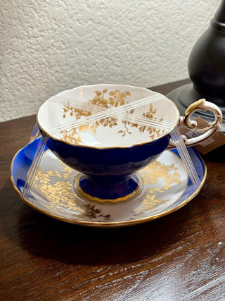VTG. COBALT BLUE CUP AND SAUCER" C. ENGLAND. RSV|50457