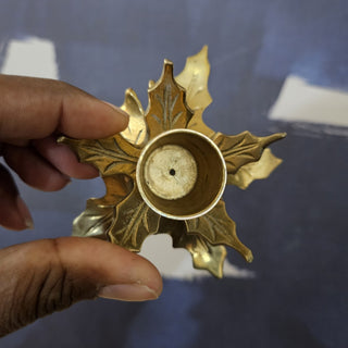Vintage GATCO Solid Brass Leaf Taper Candleholder (BRI) - MTS|118751