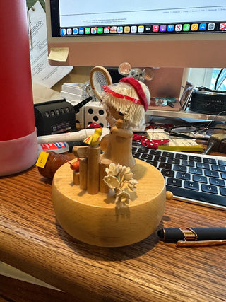 Vintage Schmid Music box - Plays It's a small world," made in Japan, 5"