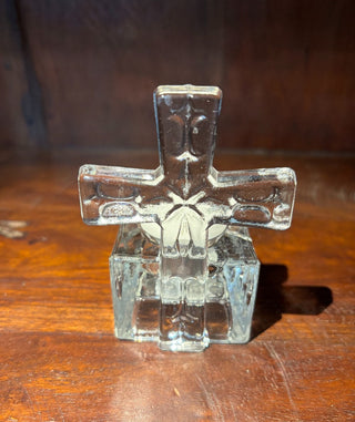 Clear glass cross candle holder NM MTS