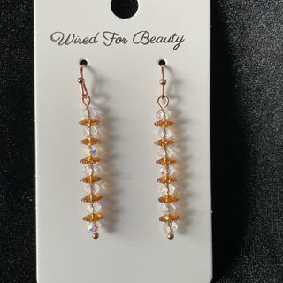 earrings, margarita beads amber RSV