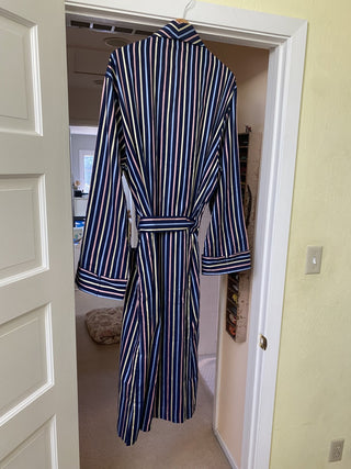 Derek Rose (NWT) Striped Cotton Robe, L -- MTS|98332