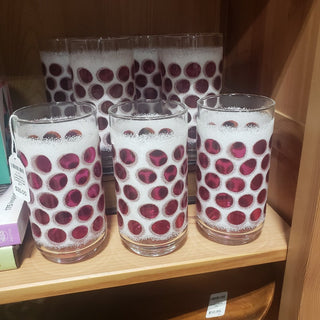 Vtg Libbey Cranberry Dot Tumblers (set of 7)