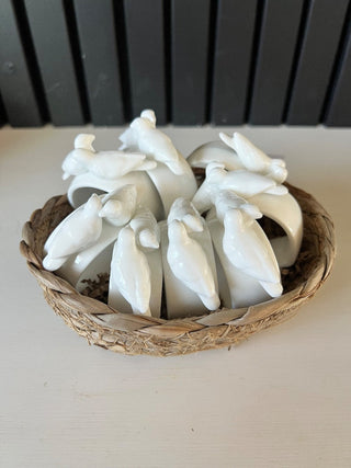 Porcelain bird napkin rings set RSV