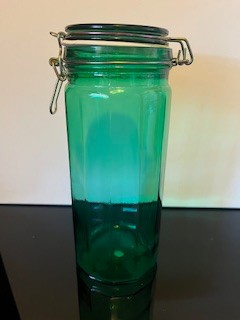 #2939 Green Glass Cannister 10"h  RSV