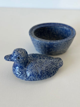 Vintage blue duck and nest dish|67693