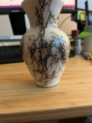 5 inch Horse Hair Bud Vase Signed