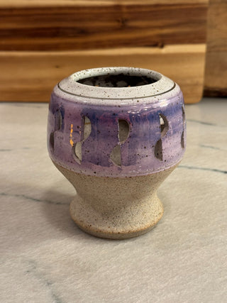 ceramic candle metalic violet
