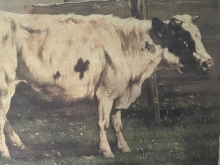 LARGE FARMHOUSE CANVAS COW ART WITH WOOD STRETCHERS NEW CONDITION 39 X 31 (KJS) RCD|62038