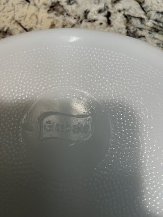 Vintage Glasbake Oval Divided Casserole Dish with Green Daisy Pattern RCD|120400