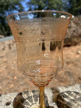 12F 2 FOSTORIA GLASS CO. SEVILLE ETCH AMBER GLASSES RSV|78986