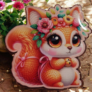 Interchangeable Badge Reel Charm: Squirrel Crochet Look. RSV|84488