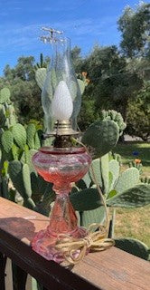 Vtg Findlay Queen of Hearts Pink Glass Electric Lamp RCD