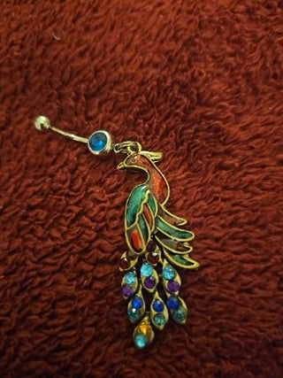 Peacock Belly Button Ring