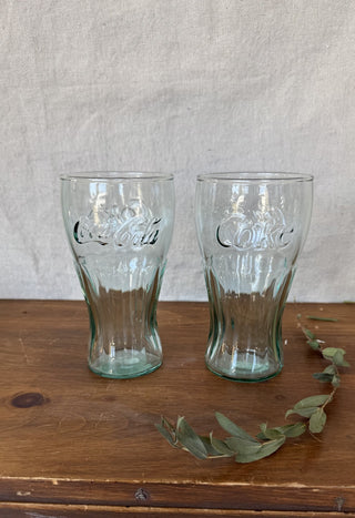 Vtg Ribbed Libbey Coca Cola Glasses Pair (LZD - RSV)|126132