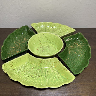 Vintage MCM 5 Pc Green Ceramic Chip & Dip Set MTS|80824