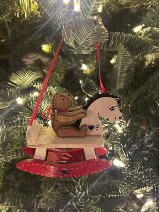 White Rocking Horse with Teddy Bear    MTS|131911