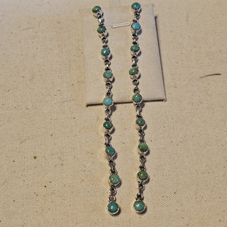 .925 kingman turquoise 18 stone dangle earrings