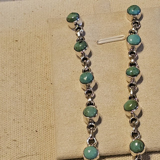 .925 kingman turquoise 18 stone dangle earrings
