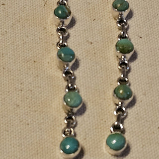 .925 kingman turquoise 18 stone dangle earrings