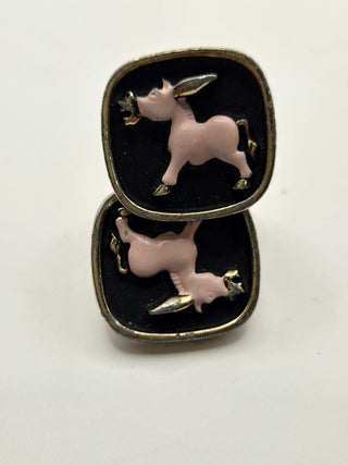 Vintage Hickok Cufflinks Tie Bar Pink Donkey RSV