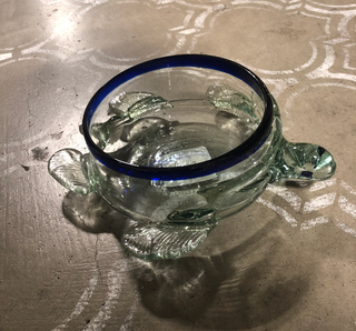Vtg 1980s Blown Glass Sea Turtle Dish Bowl 8" MTS|71145