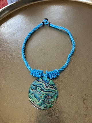 Turquoise bead & mother of pearl necklace|54140