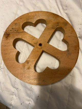 Set of 2 - 7 7/8ths Vintage Wooden Wheels - Heart Cutouts