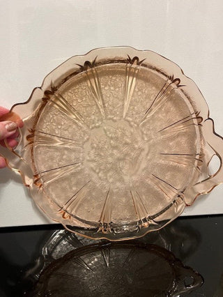 #706 Depression Pink Glass Tray