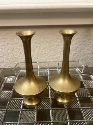 Pair of small brass vases