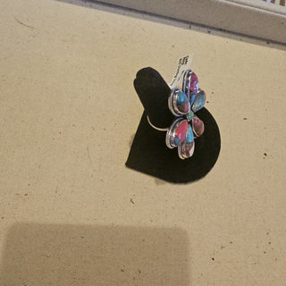 .925 big flower cotton candy turquoise statement ring sz 7|92084