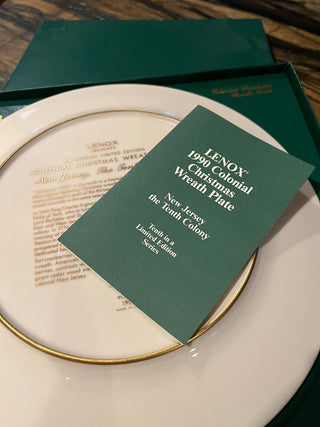 Lenox 1990 Colonial Christmas Wreath Plate w/Box 1990. RSV|135891