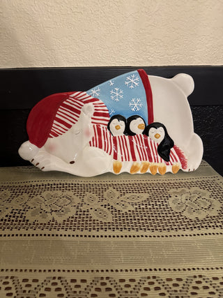 Vingage Harry & David Polar Bear Plate with Penguins 2005 - RCD|139355