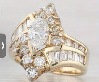 Gold Tone Ring w Inlaid Synthetic Zirconia-RSV|118899