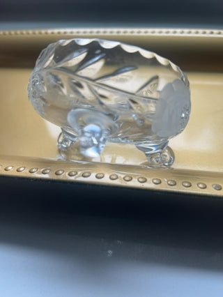 Vtg.Small Footed Cut Crystal Candy Dish