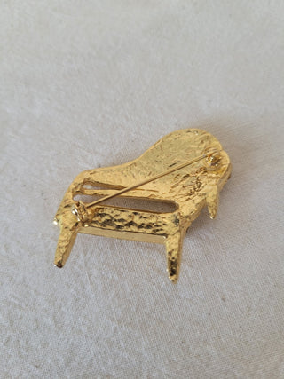 Vintage Rhinestone Baby Grand Piano Pin Brooch RCD|103632