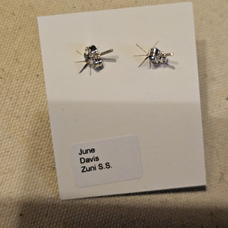 .925 Zuni 3 stone turquoise hoop earrings|89685