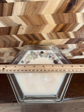 CANDLE TALL CANDY DISH W/STONES SCENT PEONY & MAGNOLA