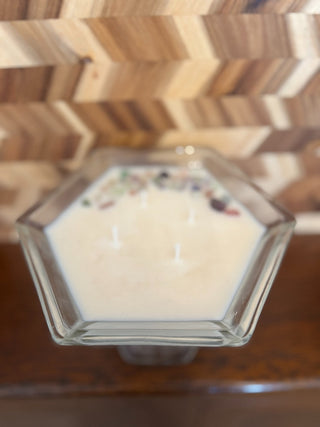 CANDLE TALL CANDY DISH W/STONES SCENT PEONY & MAGNOLA