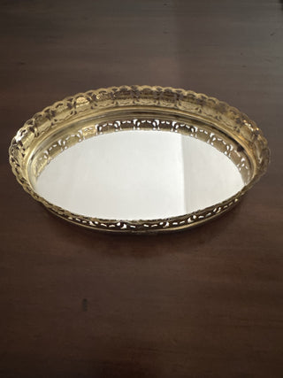 AJ - Small Gold Oval Mirrored Tray MTS|139682