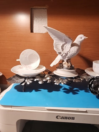 Table top dove bird bath bird feeder